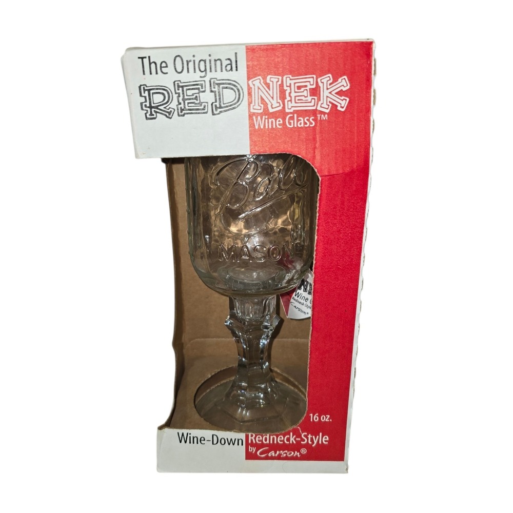 The Original Red Nek Wine Glass Redneck Ball‎ Mason Jar Chalice Cup By Carson